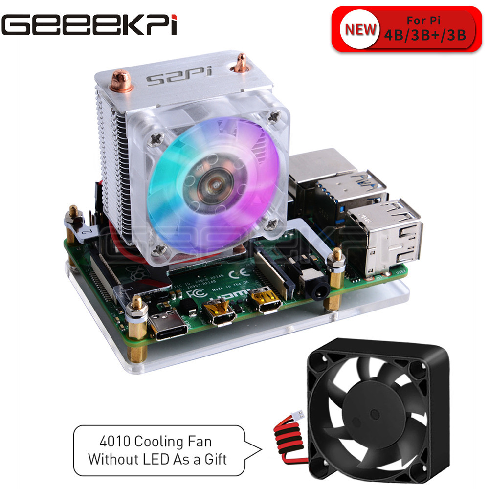 Pi 5 Case - GeeekPi-Ventilador de torre de gelo preto
