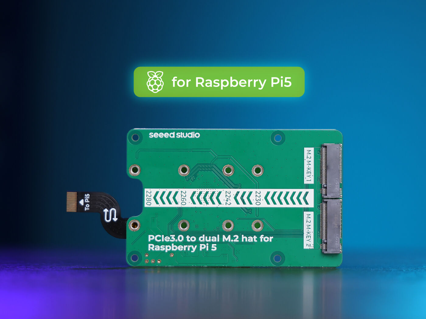 Pi 5 Case - Switch PCIe3.0 para chapéu duplo M.2