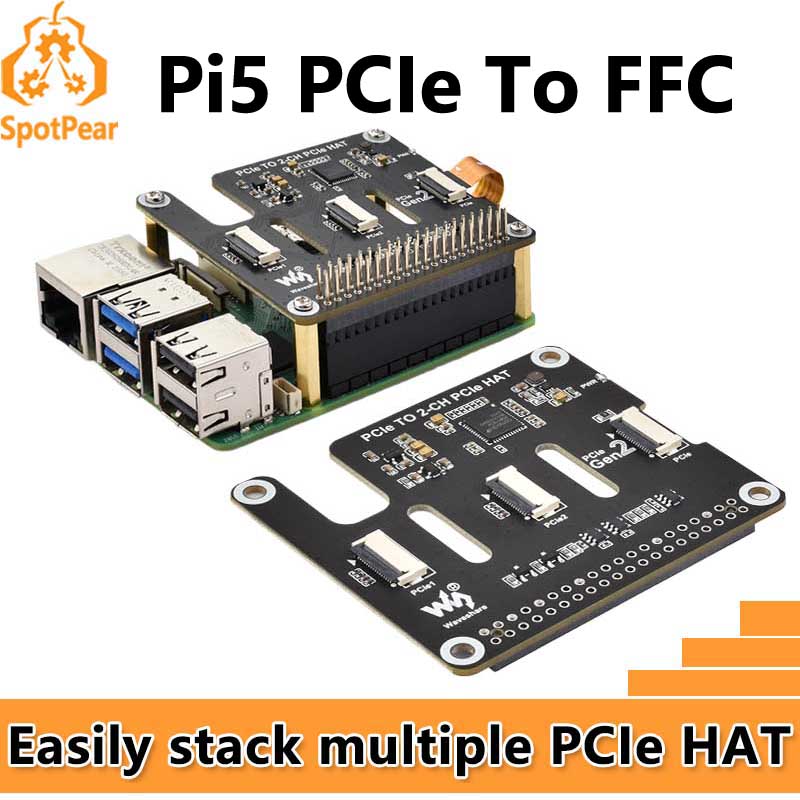 Pi 5 Case - Raspberry Pi 5 PCIe para 2-CH