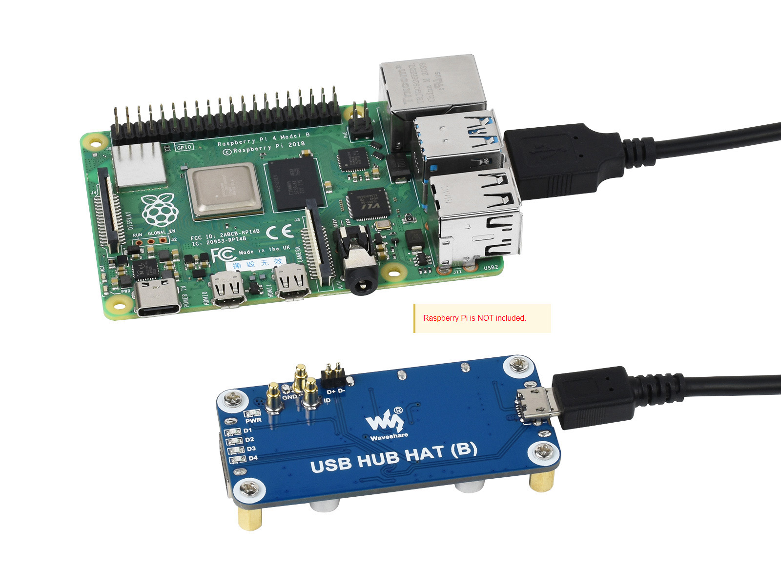 Waveshare USB HUB HAT (B) 4 po - Raspberry Pi 4 avaliação e preço