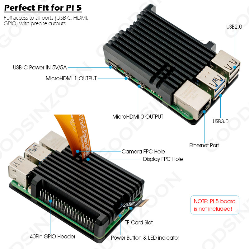 Capa de armadura de alumínio R - Pi 5 Case avaliação e preço