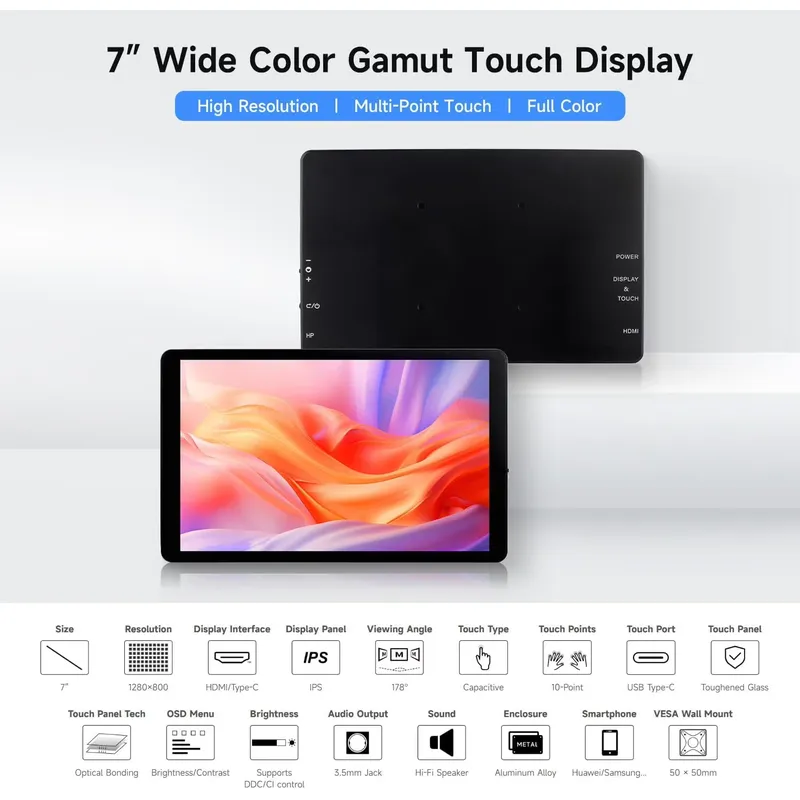 Display Touch Capacitivo de 7  - Pi Display avaliação e preço